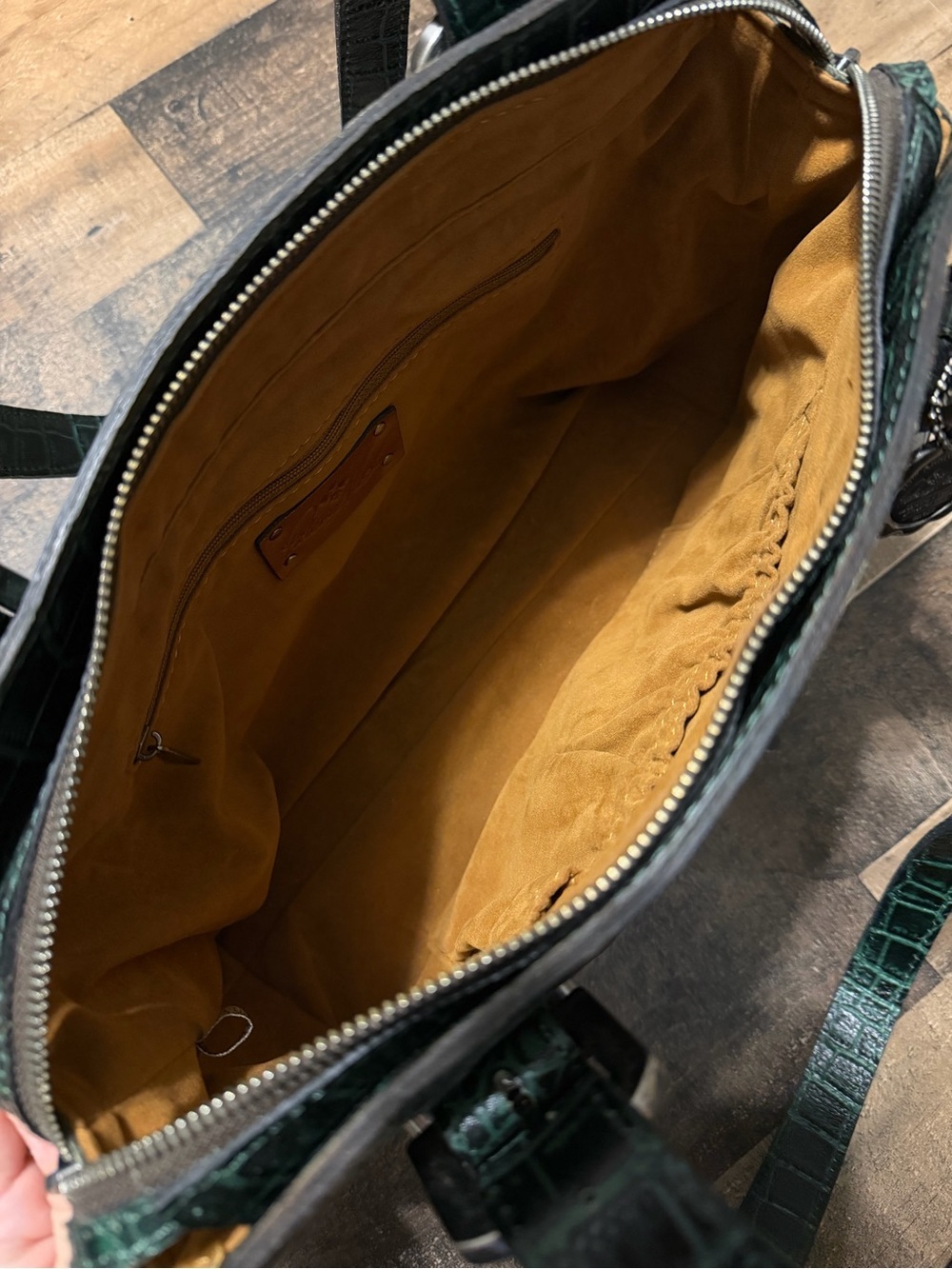 Patricia Nash Emerald Green Croc Embossed Helmsley Satchel - Picture 8 of 11